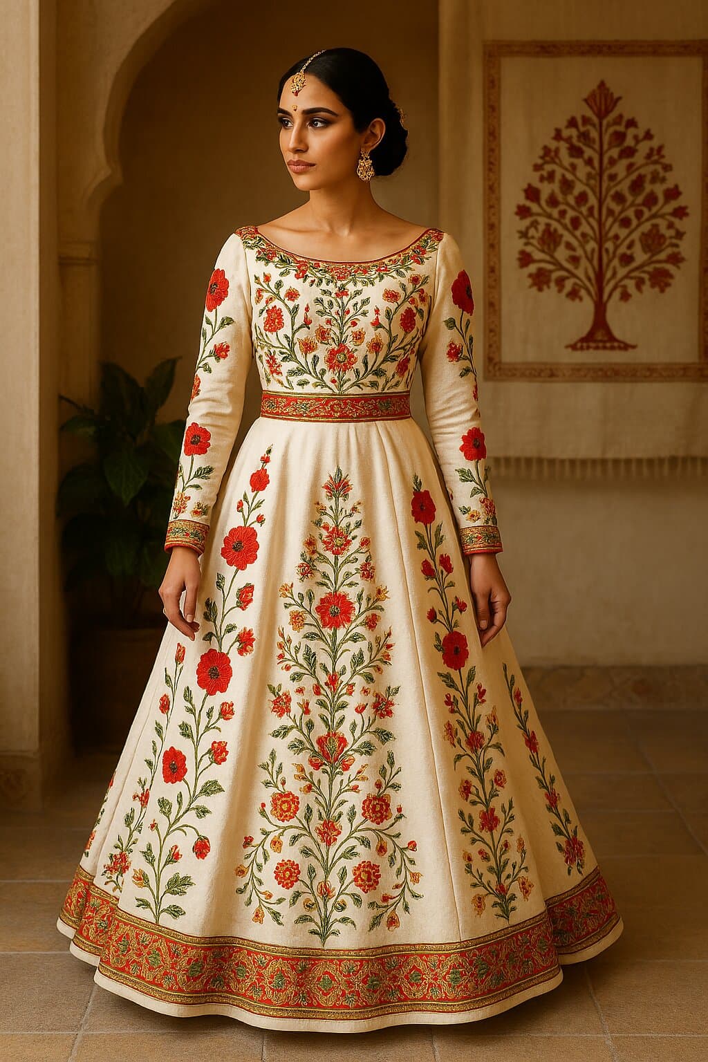 Heritage fusion wedding dress blending cultural elements with contemporary design