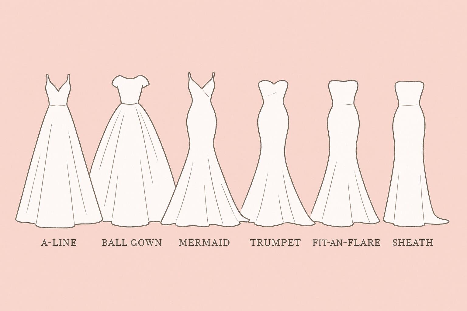 Classic wedding dress silhouettes comparison
